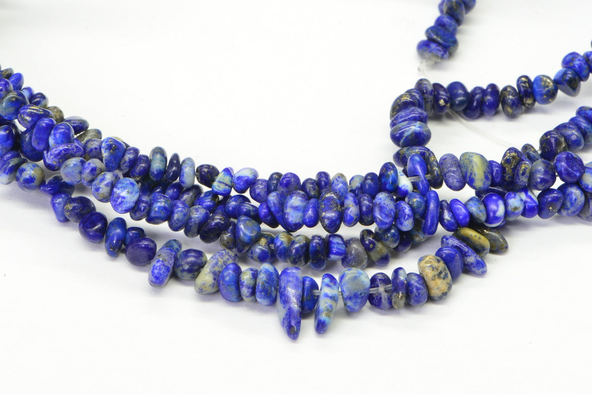 Royal Blue Lapis Lazuli Nugget Strand: Natural Gemstone Jewelry Supplies