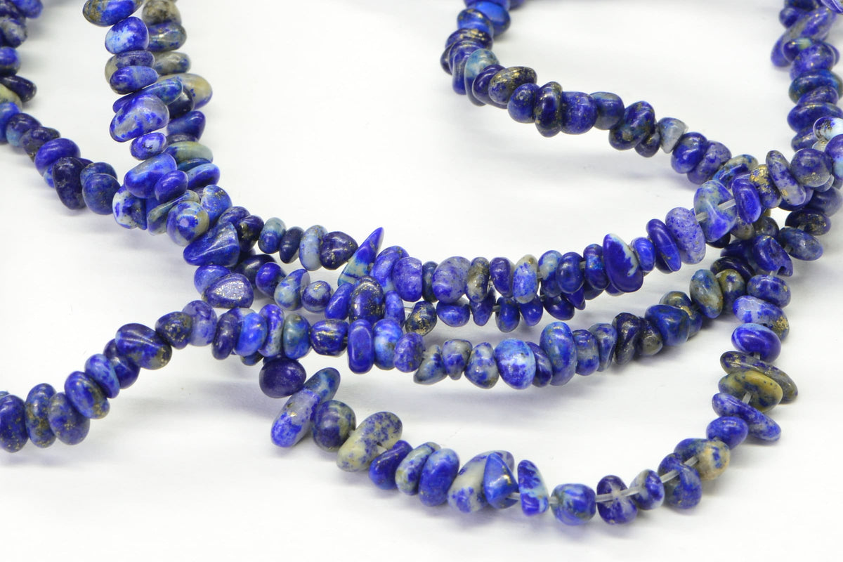 Royal Blue Lapis Lazuli Nugget Strand: Natural Gemstone Jewelry Supplies