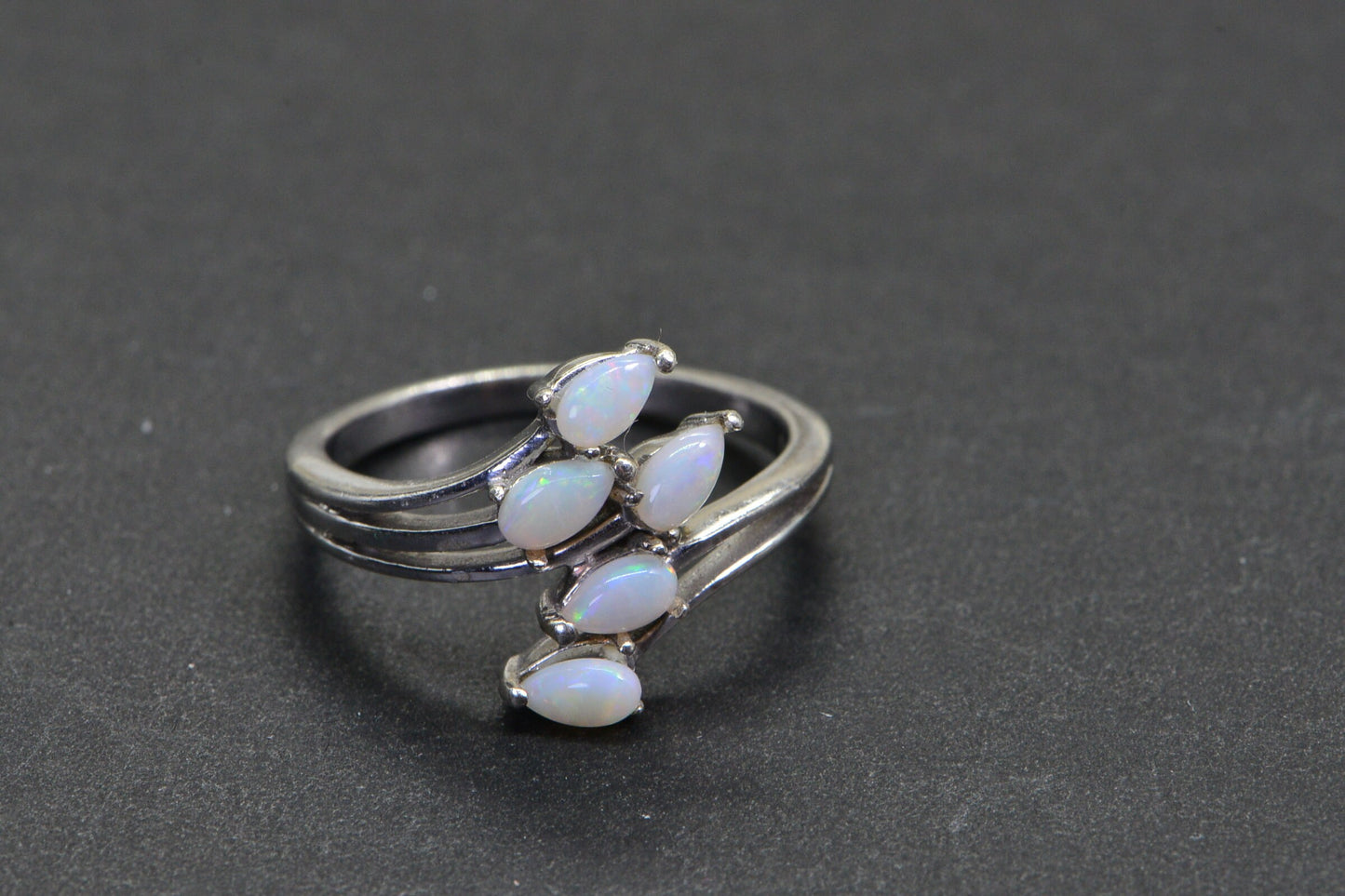 Australian Solid White Opal Cluster Ring
