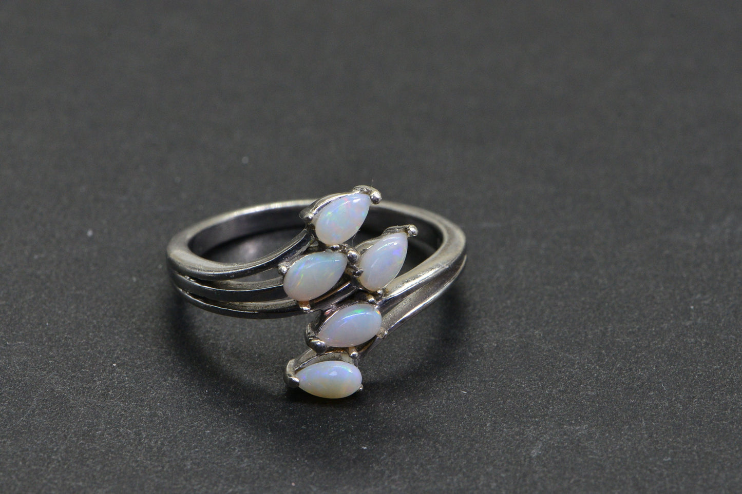 Australian Solid White Opal Cluster Ring