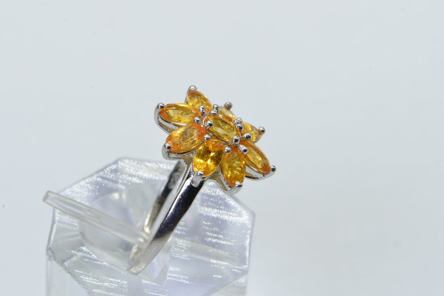 Tanzanite Flower Ring: Oval Sterling Silver, Prong Set