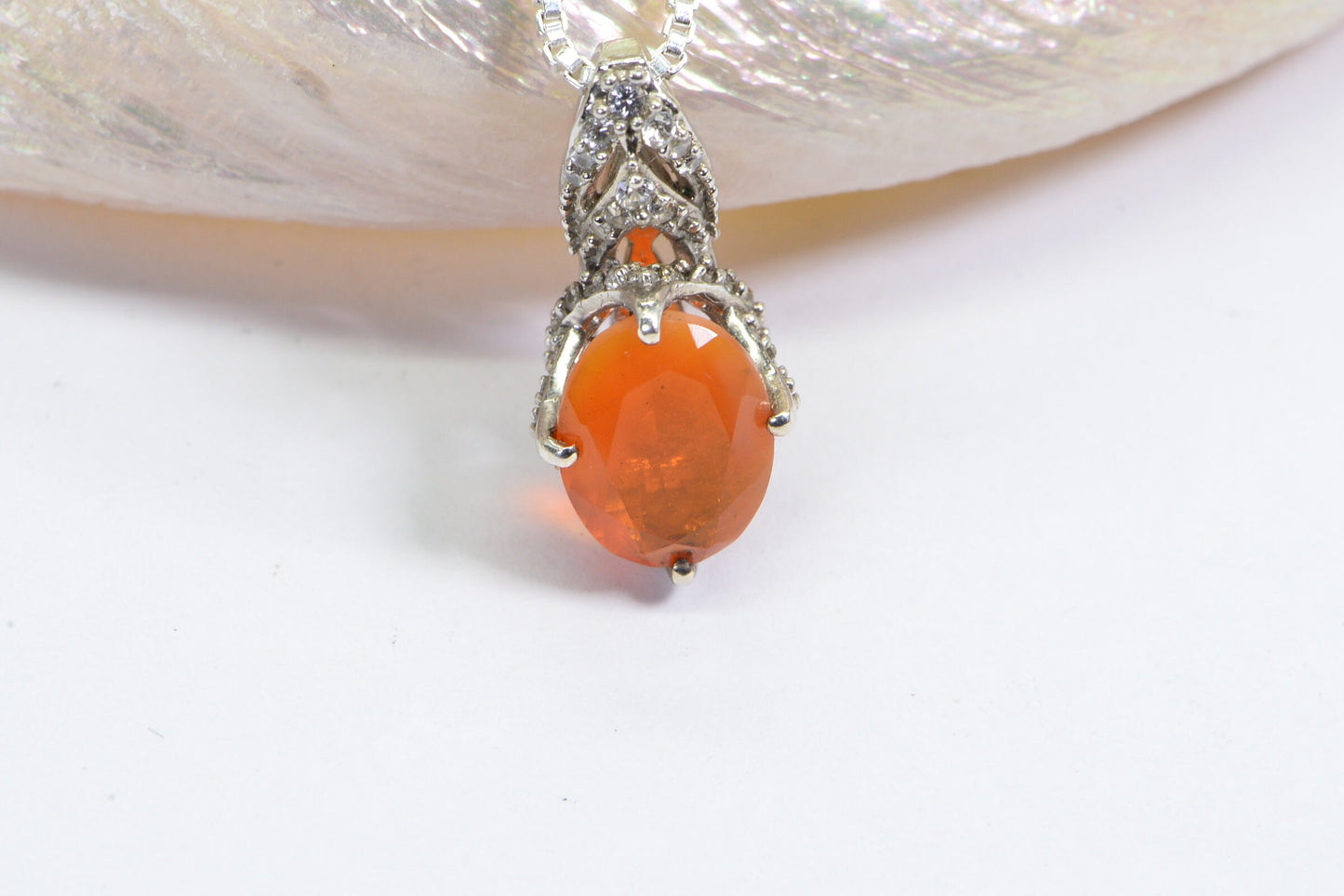 Mexican Fire Opal Pendant Tiny Pendant Brilliant Multi stone Small Orange Gemstone Necklace