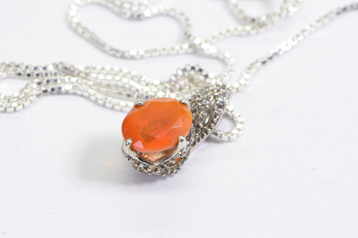 Mexican Fire Opal Pendant Tiny Pendant Brilliant Multi stone Small Orange Gemstone Necklace