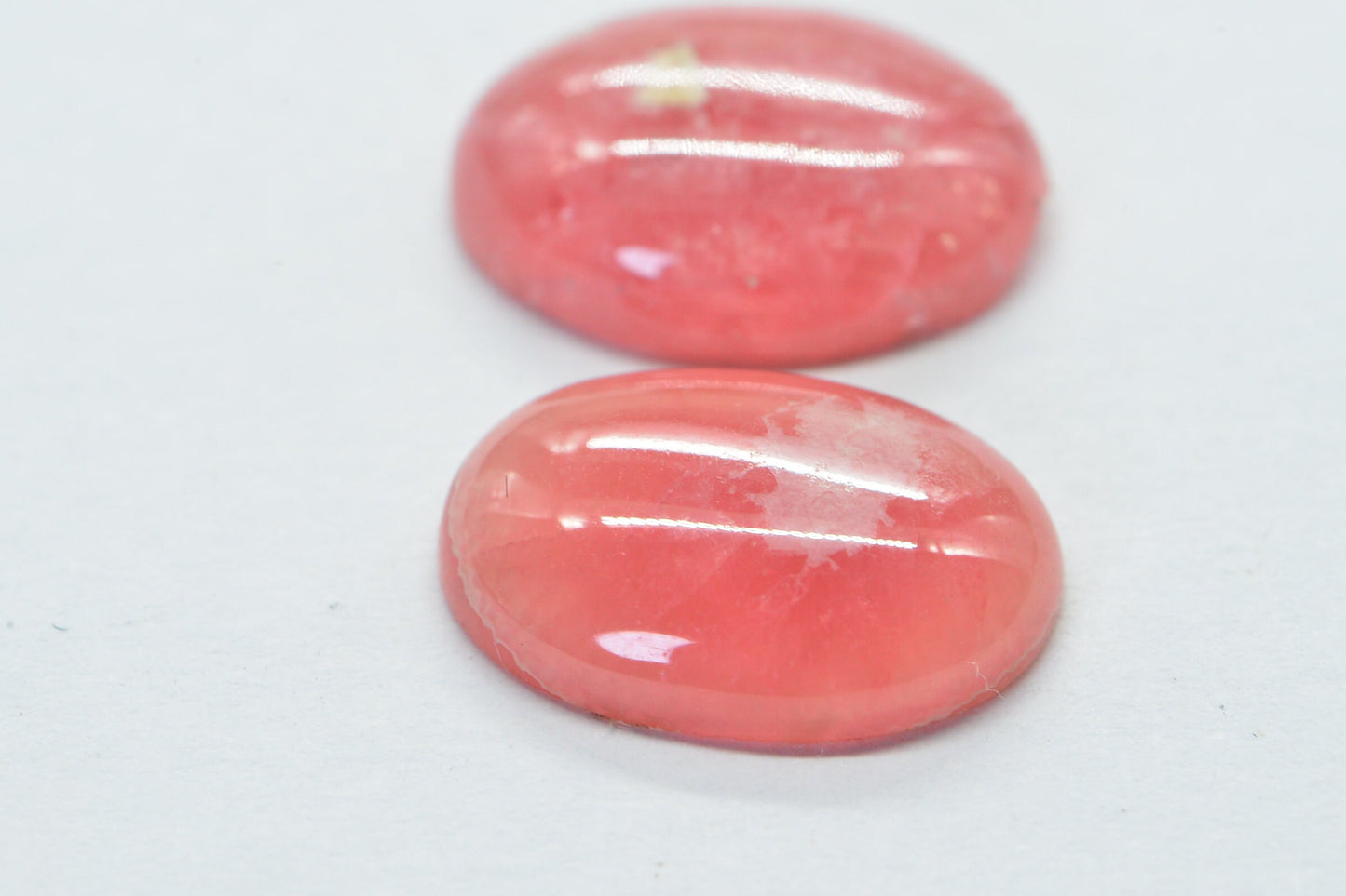 Rhodochrosite Cabochon oval Match pair Set for earrings Hand cut Cabochon.