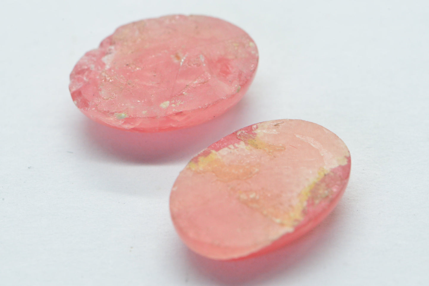 Rhodochrosite Cabochon oval Match pair Set for earrings Hand cut Cabochon.
