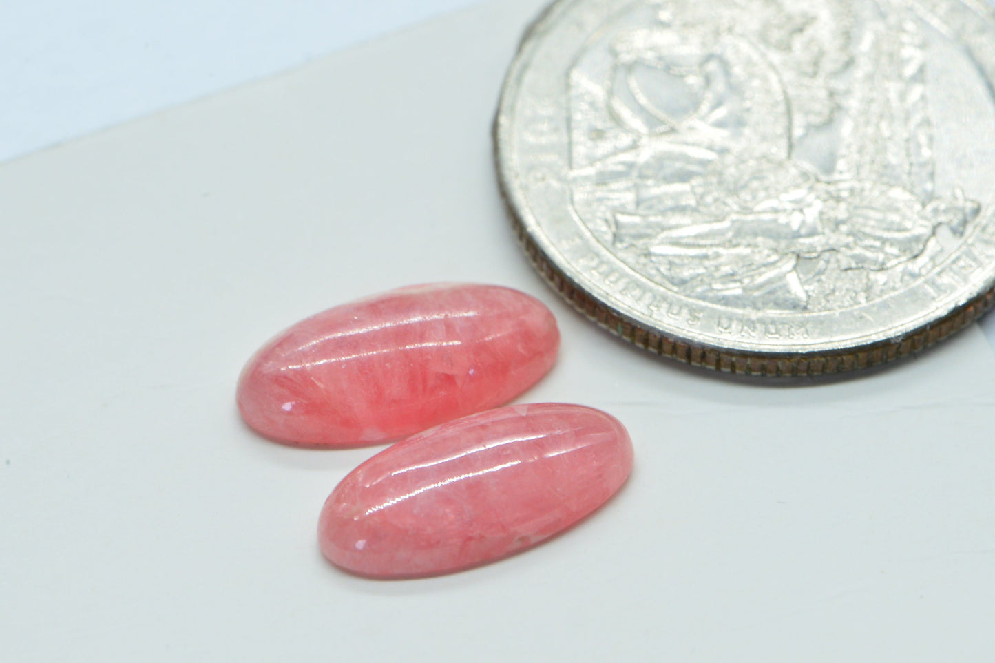 Rhodochrosite Cabochon Long oval Match pair Set for earrings Hand cut Cabochon.