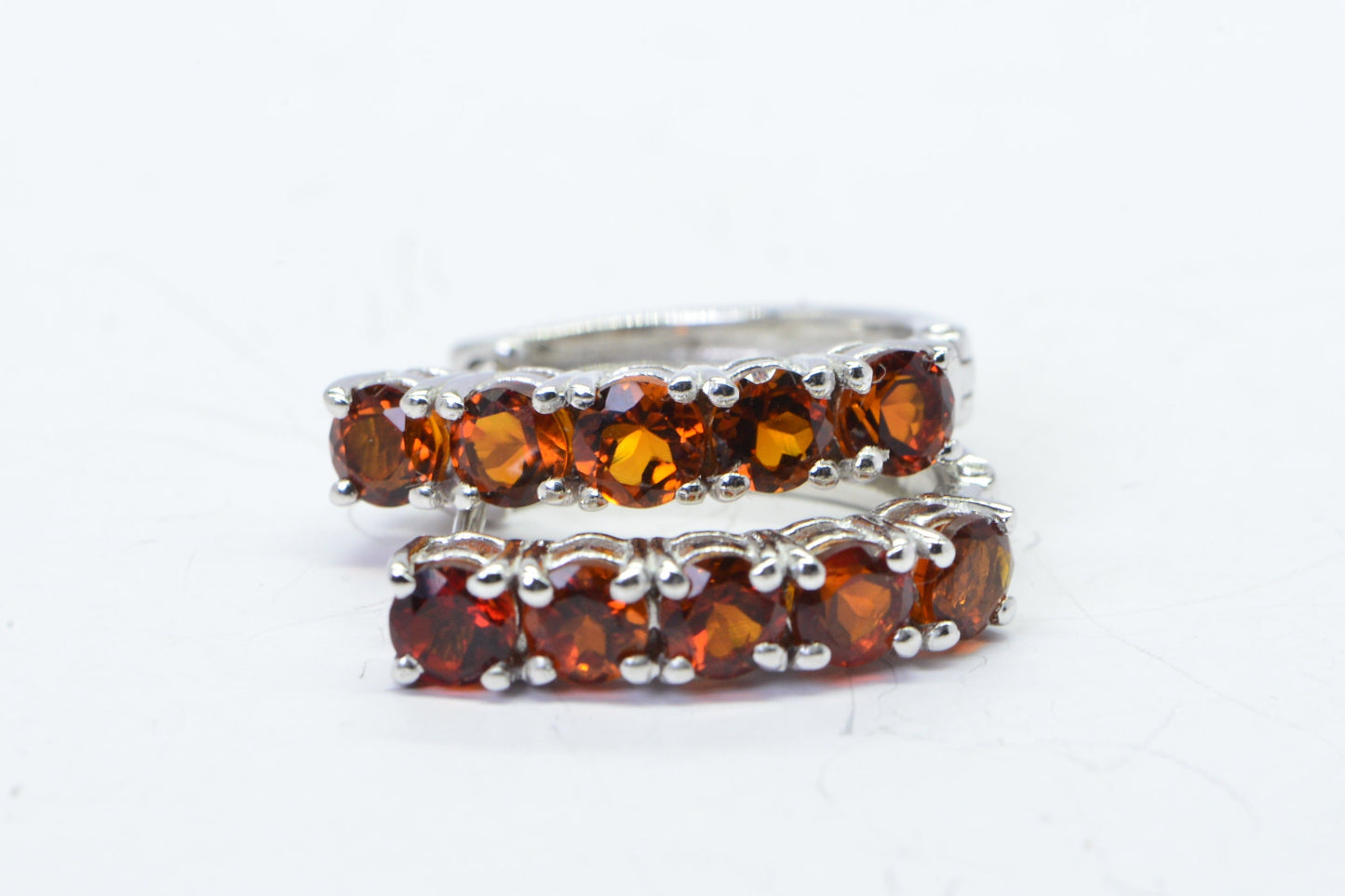 Garnet Sterling Silver Hoop Earrings: 5 Carat Gemstone Hoops