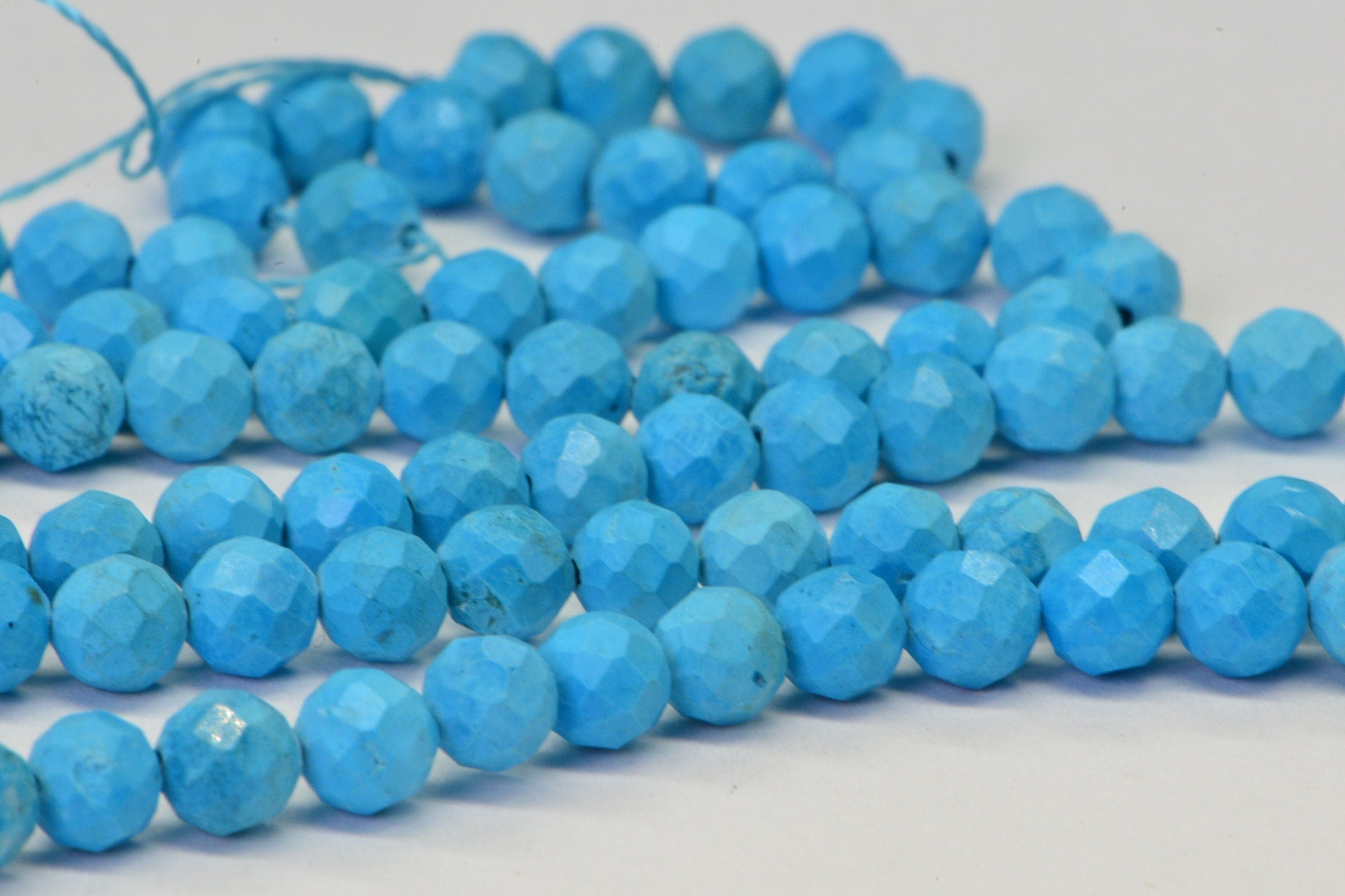Sleeping Beauty Turquoise Beads: 4mm Faceted Round, 15 inch Strand