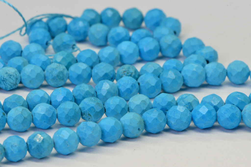 Sleeping Beauty Turquoise Beads: 4mm Faceted Round, 15 inch Strand