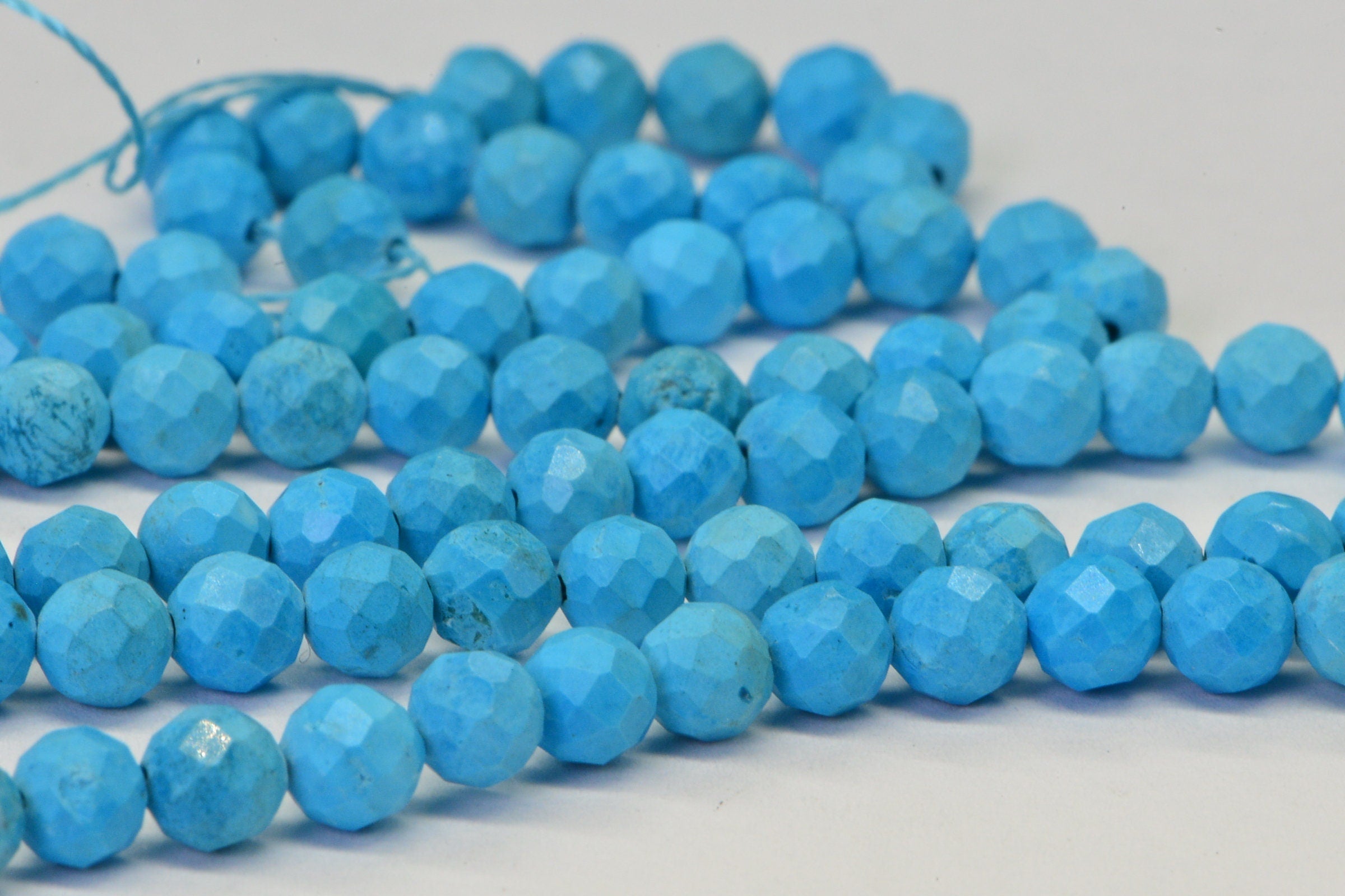 Sleeping Beauty Turquoise Beads: 4mm Faceted Round, 15 inch Strand