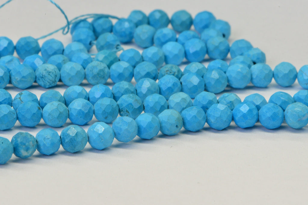 Sleeping Beauty Turquoise Beads: 4mm Faceted Round, 15 inch Strand