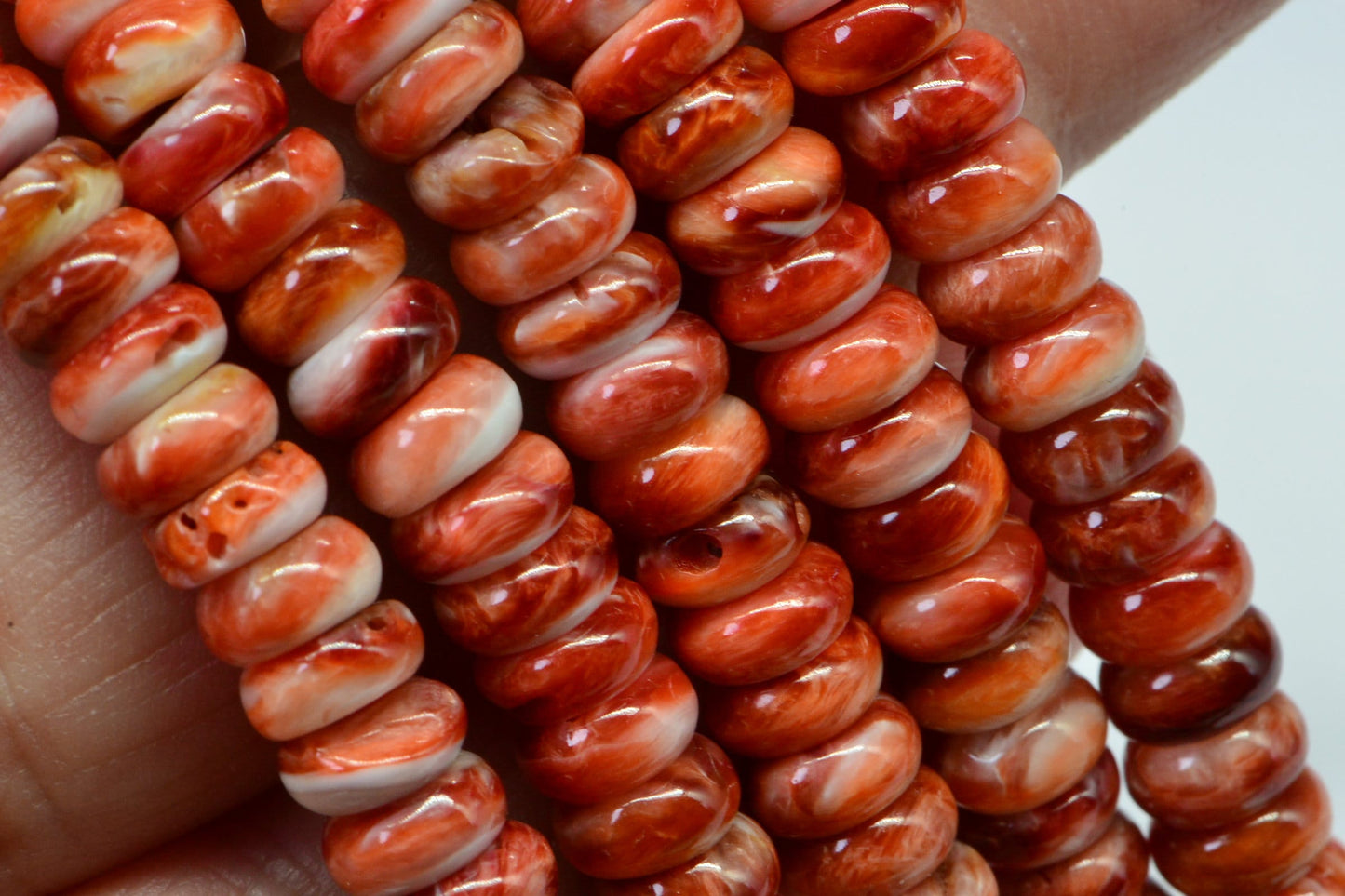 6mm Spiny Oyster Shell Rondelle Beads: Bright Orange Jewelry Making Supplies