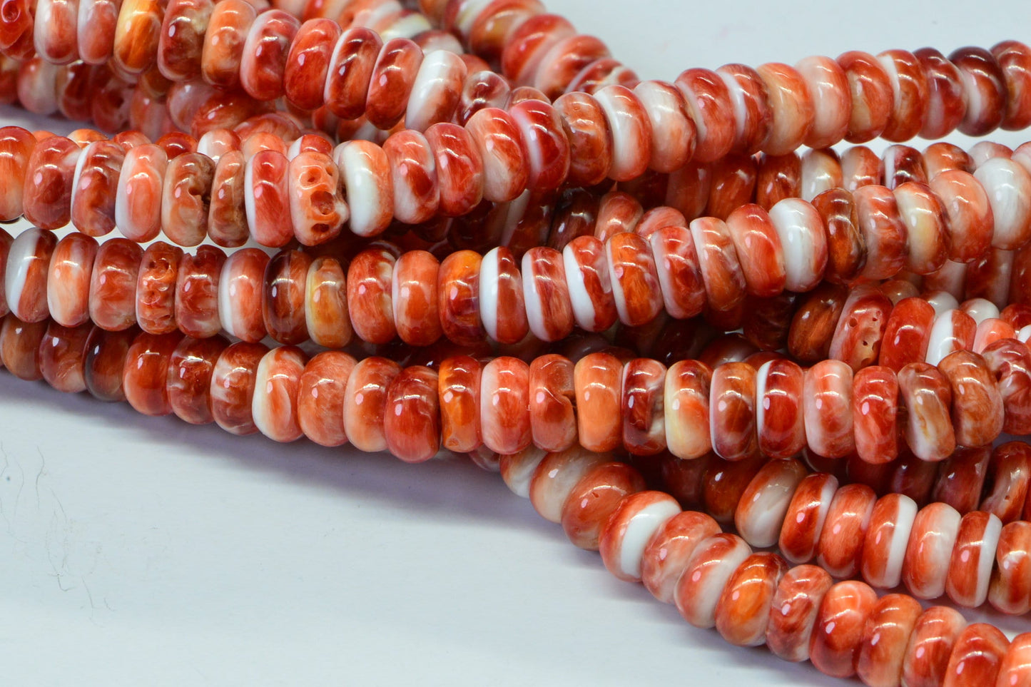 6mm Spiny Oyster Shell Rondelle Beads: Bright Orange Jewelry Making Supplies