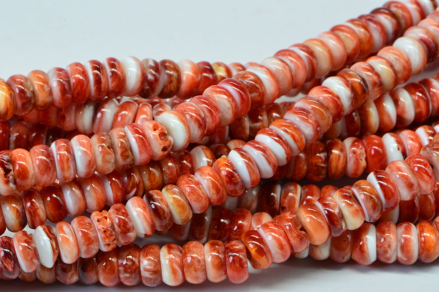 6mm Spiny Oyster Shell Rondelle Beads: Bright Orange Jewelry Making Supplies