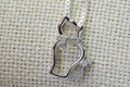 Diamond Cat Pendant: Vintage Sterling Silver Kitty Necklace
