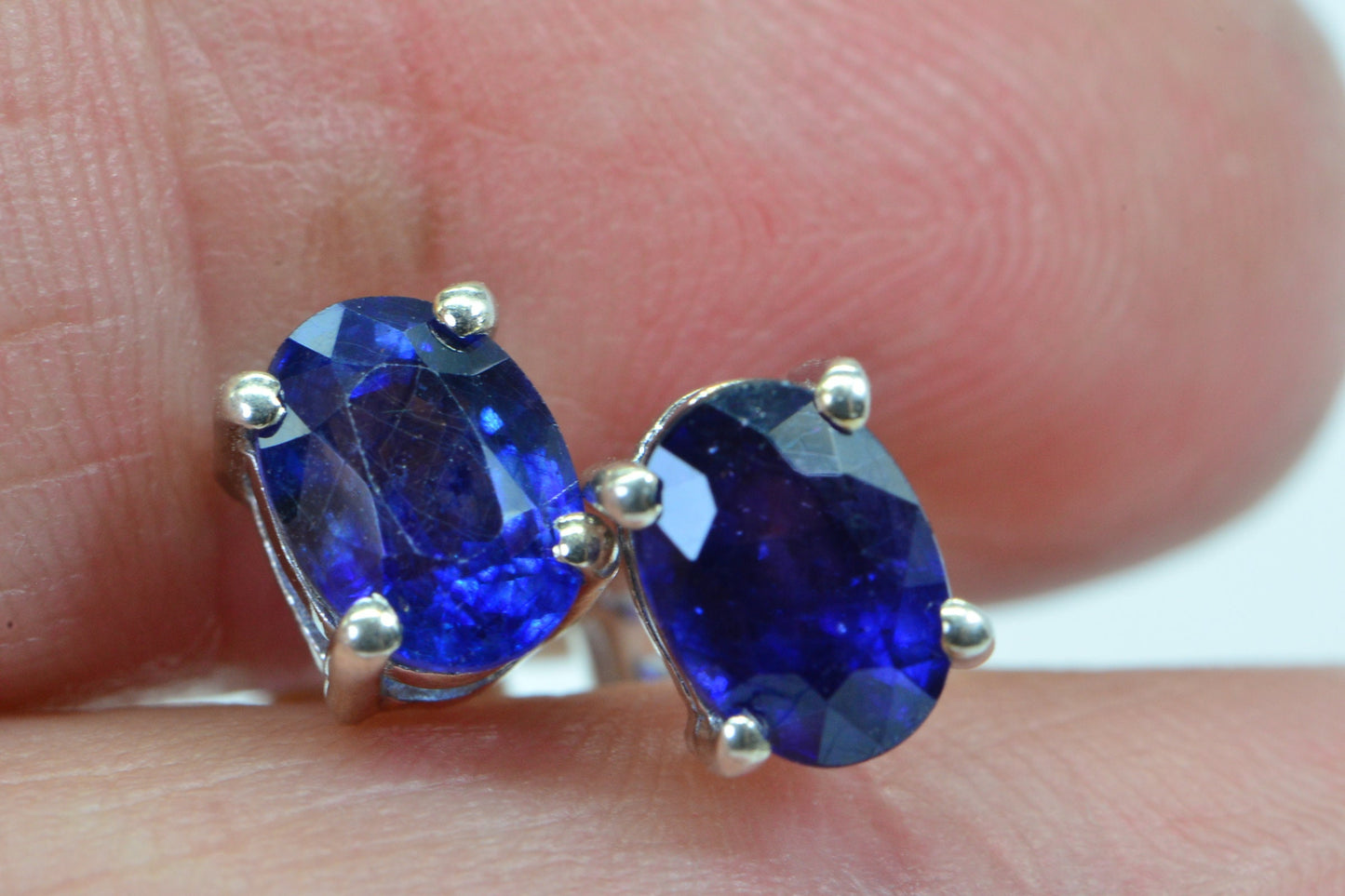 Natural Sapphire Royal Blue Sterling silver Stud Earrings Gemstone