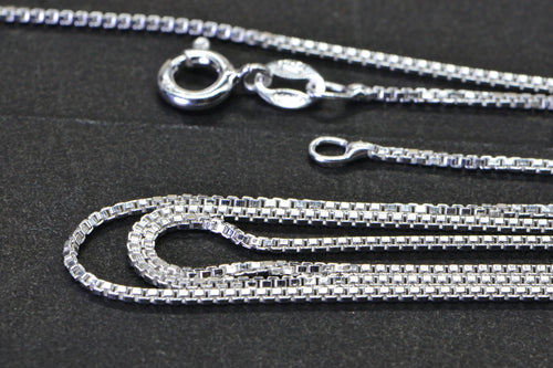 1.1mm Sterling Silver Box Chain: Italian Necklace, 18 inch