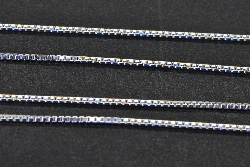 1.1mm Sterling Silver Box Chain: Italian Necklace, 18 inch