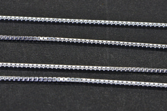 1.1mm Sterling Silver Box Chain: Italian Necklace, 18 inch