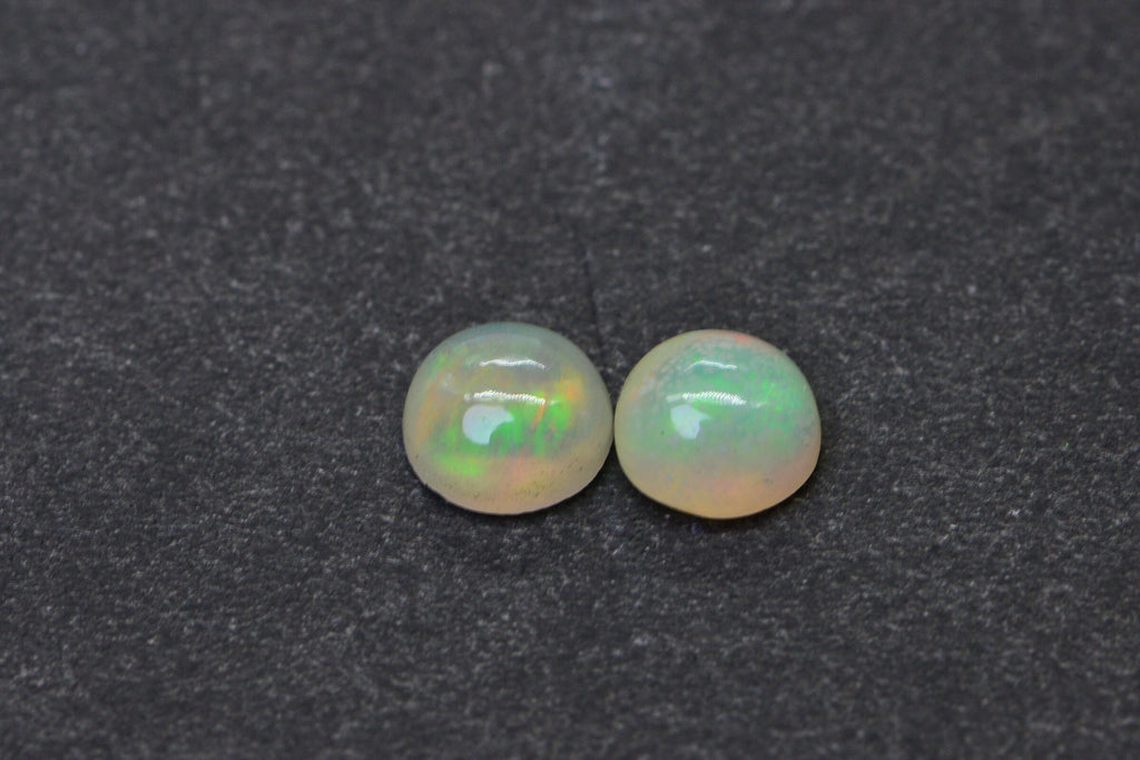 5mm Ethiopian Welo Opal Cabochon Matched Pair: Natural Gemstone Earring Supply