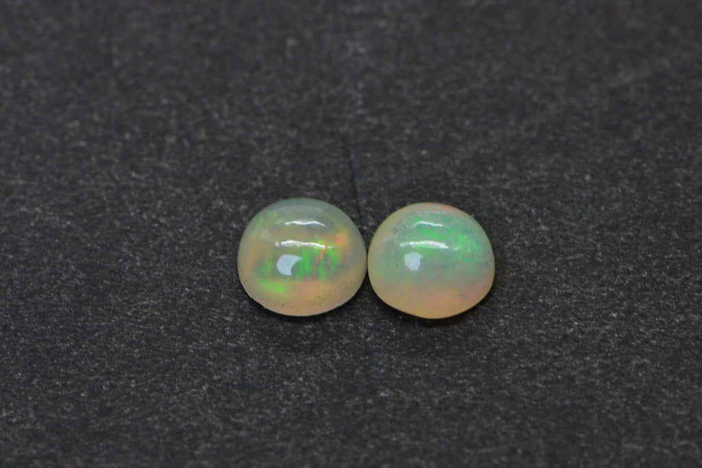 5mm Ethiopian Welo Opal Cabochon Matched Pair: Natural Gemstone Earring Supply