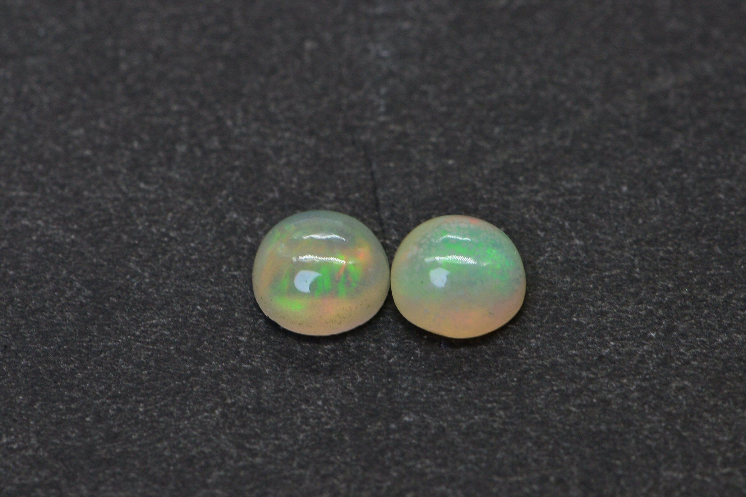 5mm Ethiopian Welo Opal Cabochon Matched Pair: Natural Gemstone Earring Supply