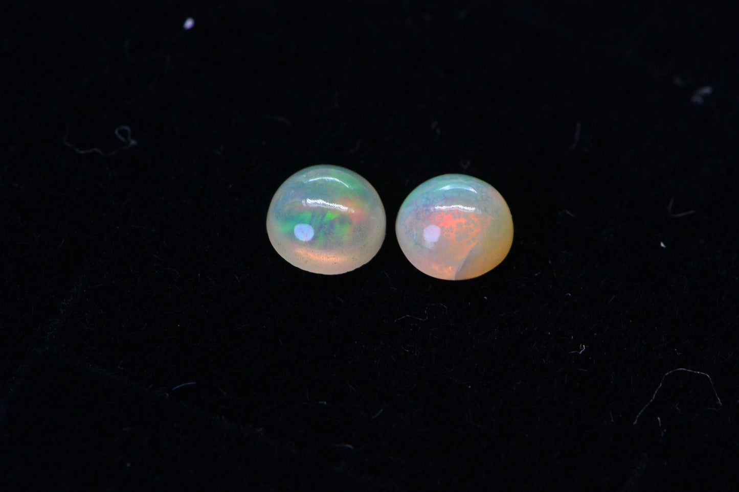 5mm Ethiopian Welo Opal Cabochon Matched Pair: Natural Gemstone Earring Supply