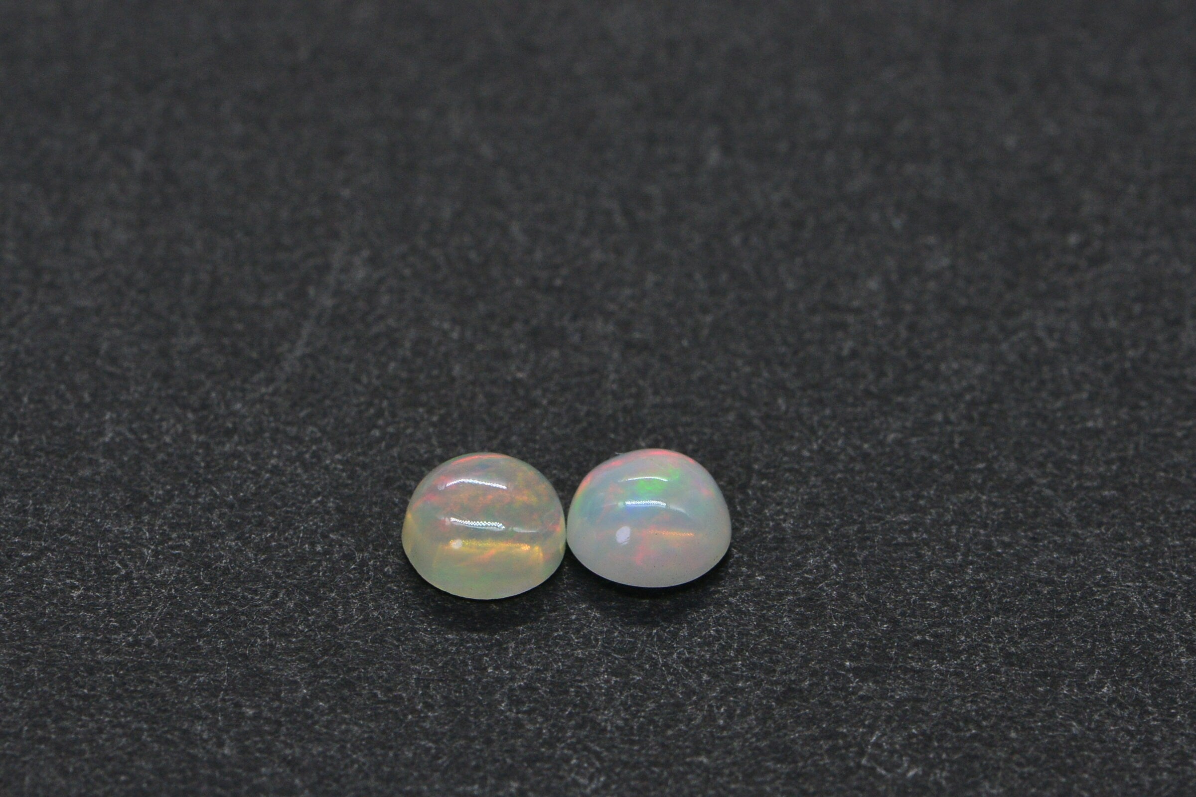 5mm Ethiopian Welo Opal Cabochon Matched Pair: Natural Round Opals