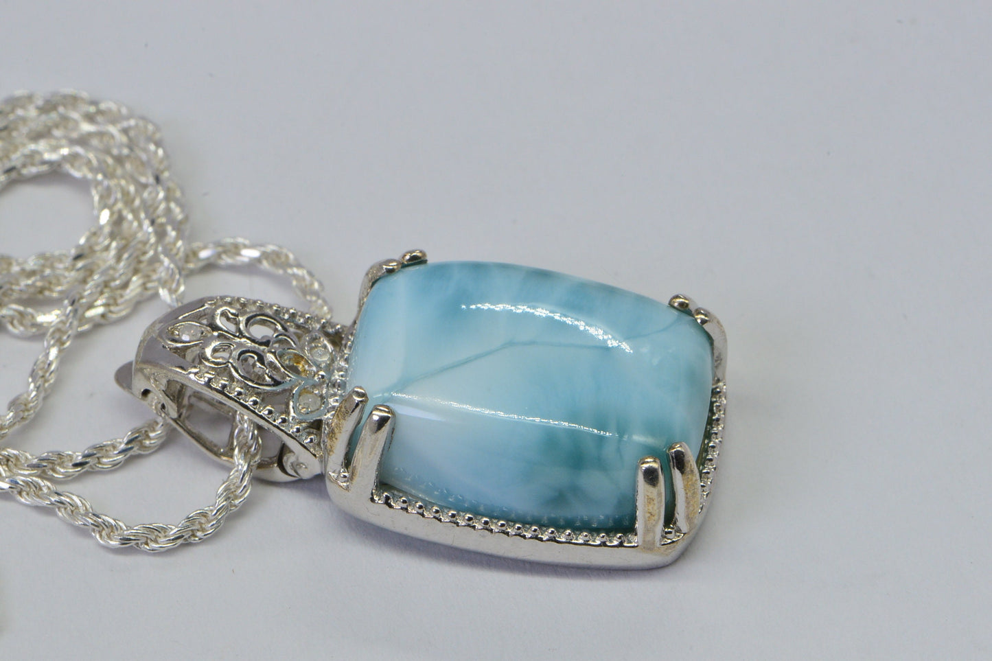 Larimar Sterling Silver Pendant: Dominican Gemstone Jewelry