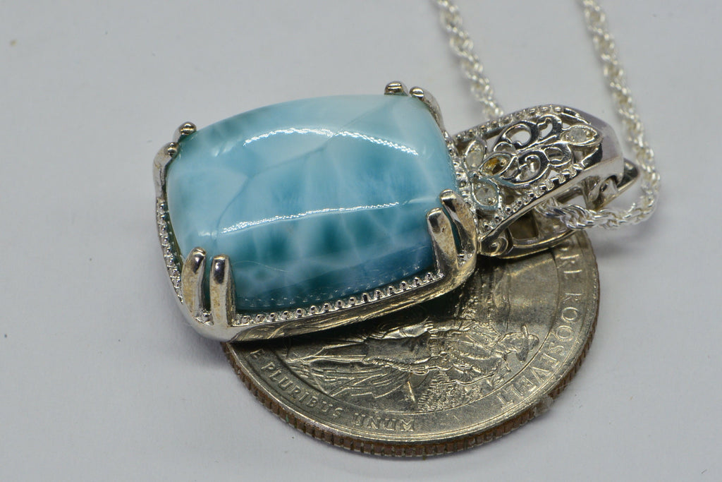 Larimar Sterling Silver Pendant: Dominican Gemstone Jewelry