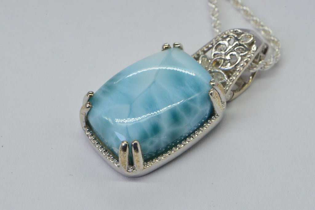 Larimar Sterling Silver Pendant: Dominican Gemstone Jewelry