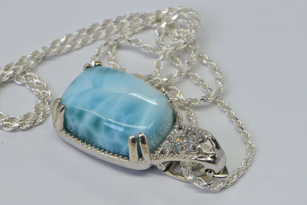 Larimar Sterling Silver Pendant: Dominican Gemstone Jewelry