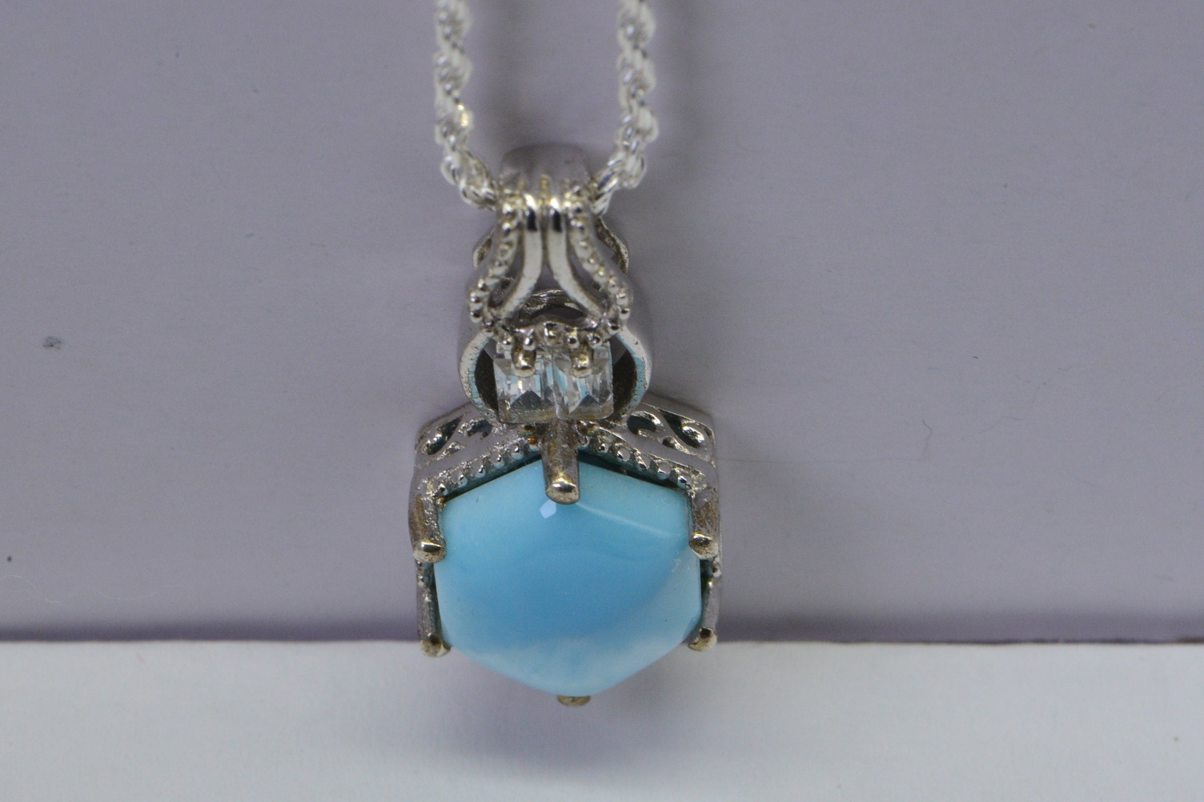 Larimar Pendant: Natural Gemstone Sterling Silver Jewelry