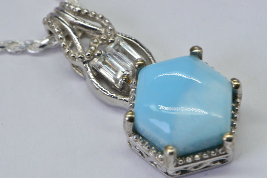 Larimar Pendant: Natural Gemstone Sterling Silver Jewelry