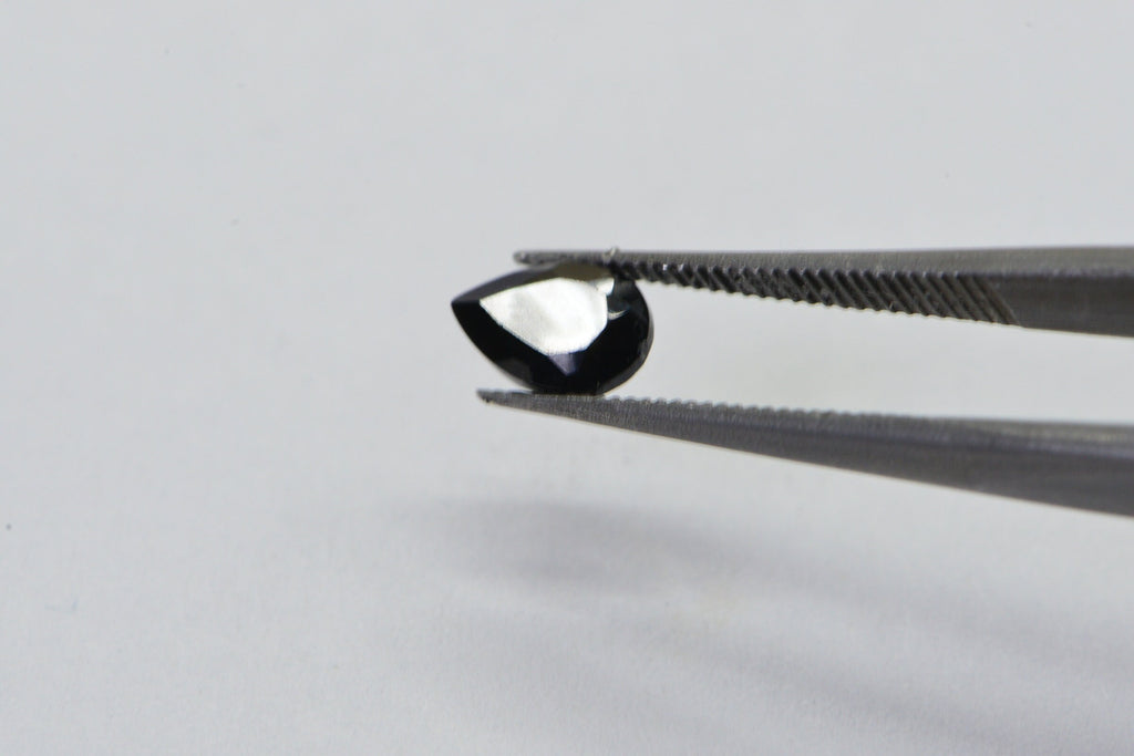 Black Tourmaline Pear Facet Gemstone 6X4mm Small Teardrops Jewelry Make Point back facet teardrop