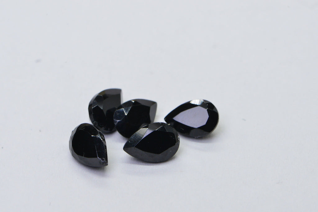 Black Tourmaline Pear Facet Gemstone 6X4mm Small Teardrops Jewelry Make Point back facet teardrop