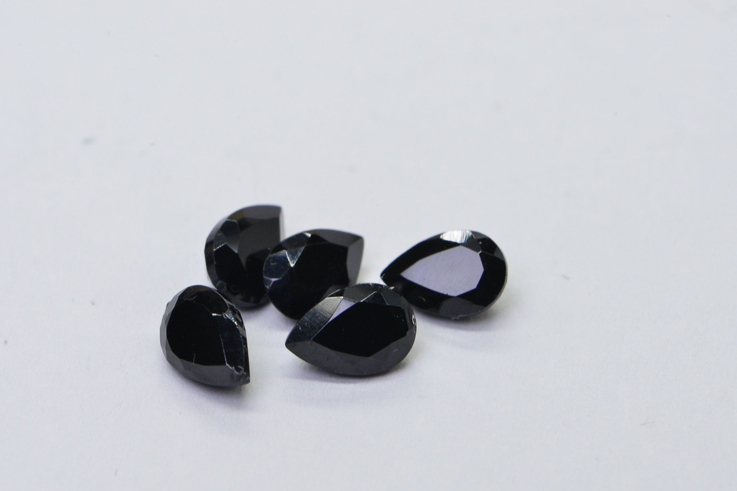 Black Tourmaline Pear Facet Gemstone 6X4mm Small Teardrops Jewelry Make Point back facet teardrop