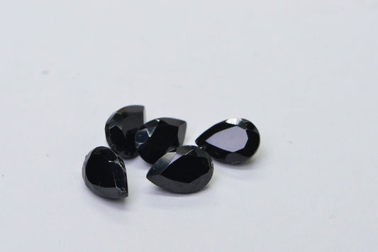 Black Tourmaline Pear Facet Gemstone 6X4mm Small Teardrops Jewelry Make Point back facet teardrop