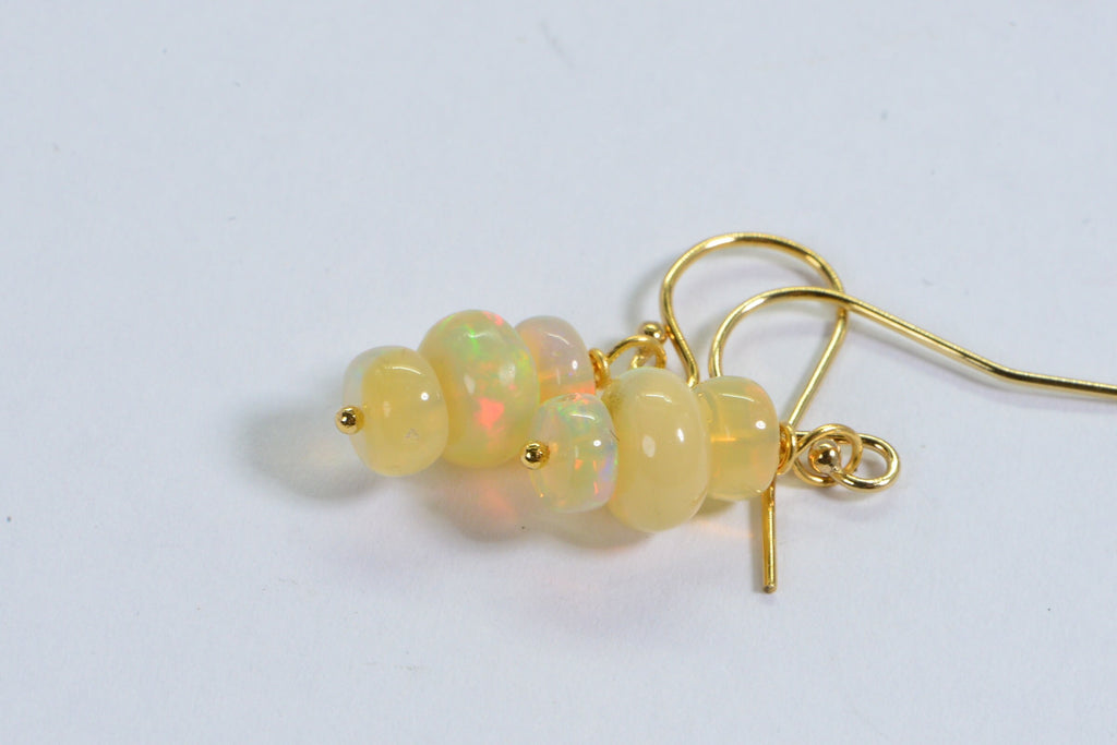 Tiny Ethiopian Opal Earrings: 14k Gold Filled Wire