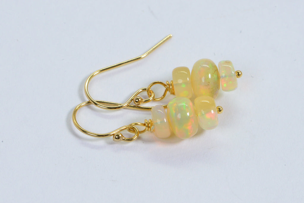 Tiny Ethiopian Opal Earrings: 14k Gold Filled Wire