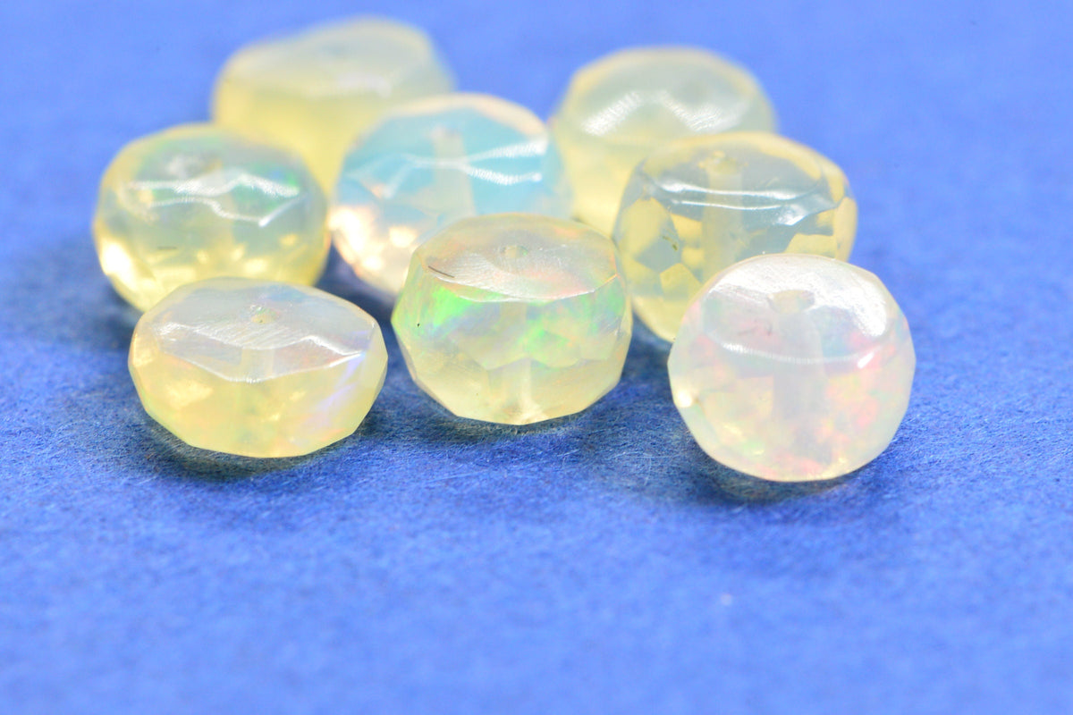 Ethiopian Welo Opal Faceted Rondelle Beads - Natural Gemstone Jewelry Making Supplies