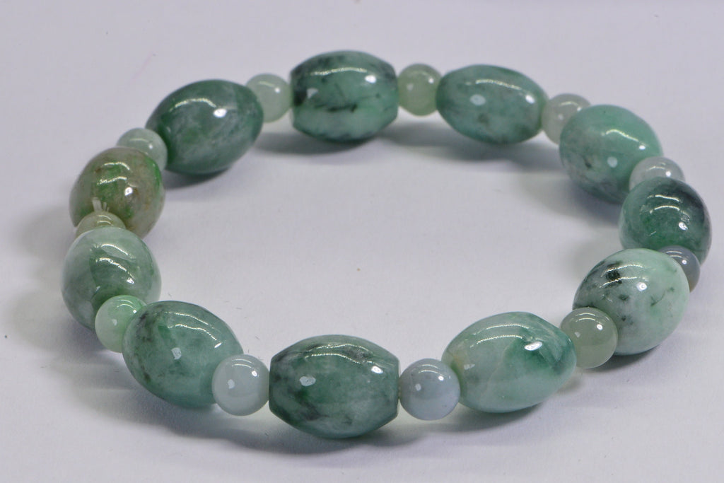 Burmese Jade Barrel Icy Green Genuine Jade Bracelet