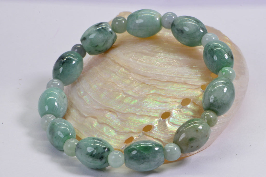 Burmese Jade Barrel Icy Green Genuine Jade Bracelet