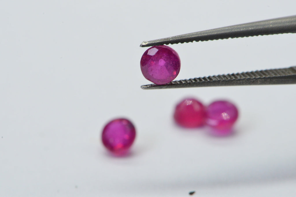 4mm Round Ruby Cabochon: Hand Cut July Birthstone