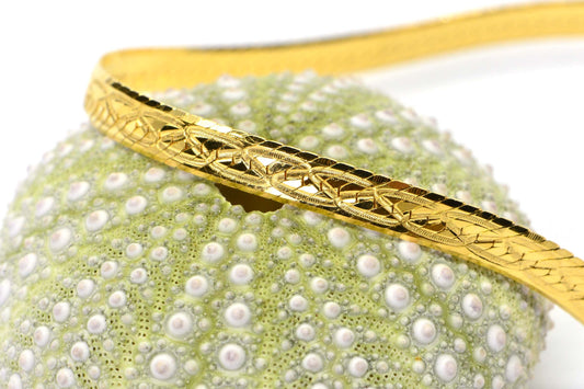 24K Gold Vermeil Flat Snake Bracelet, Herringbone Chain, Sterling Silver