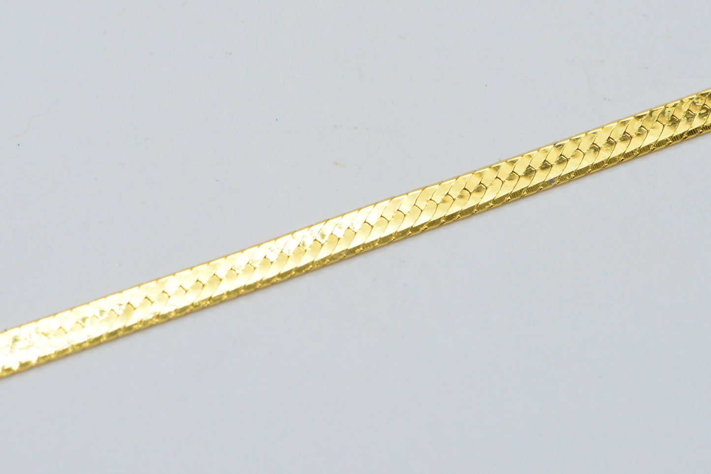 24K Gold Vermeil Flat Snake Bracelet, Herringbone Chain, Sterling Silver