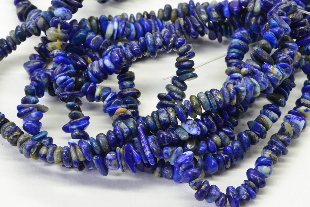 Royal Blue Lapis Lazuli Nugget Beads: 15.5" Strand