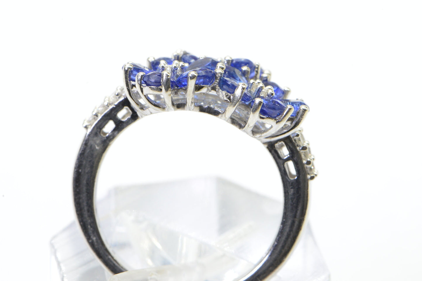 Blue Sapphire Flower Cluster Ring