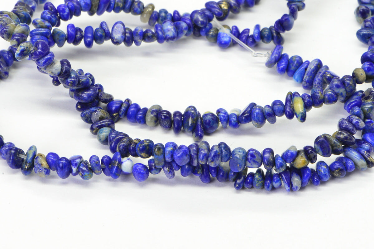 Royal Blue Lapis Lazuli Nugget Strand: Natural Gemstone Jewelry Supplies