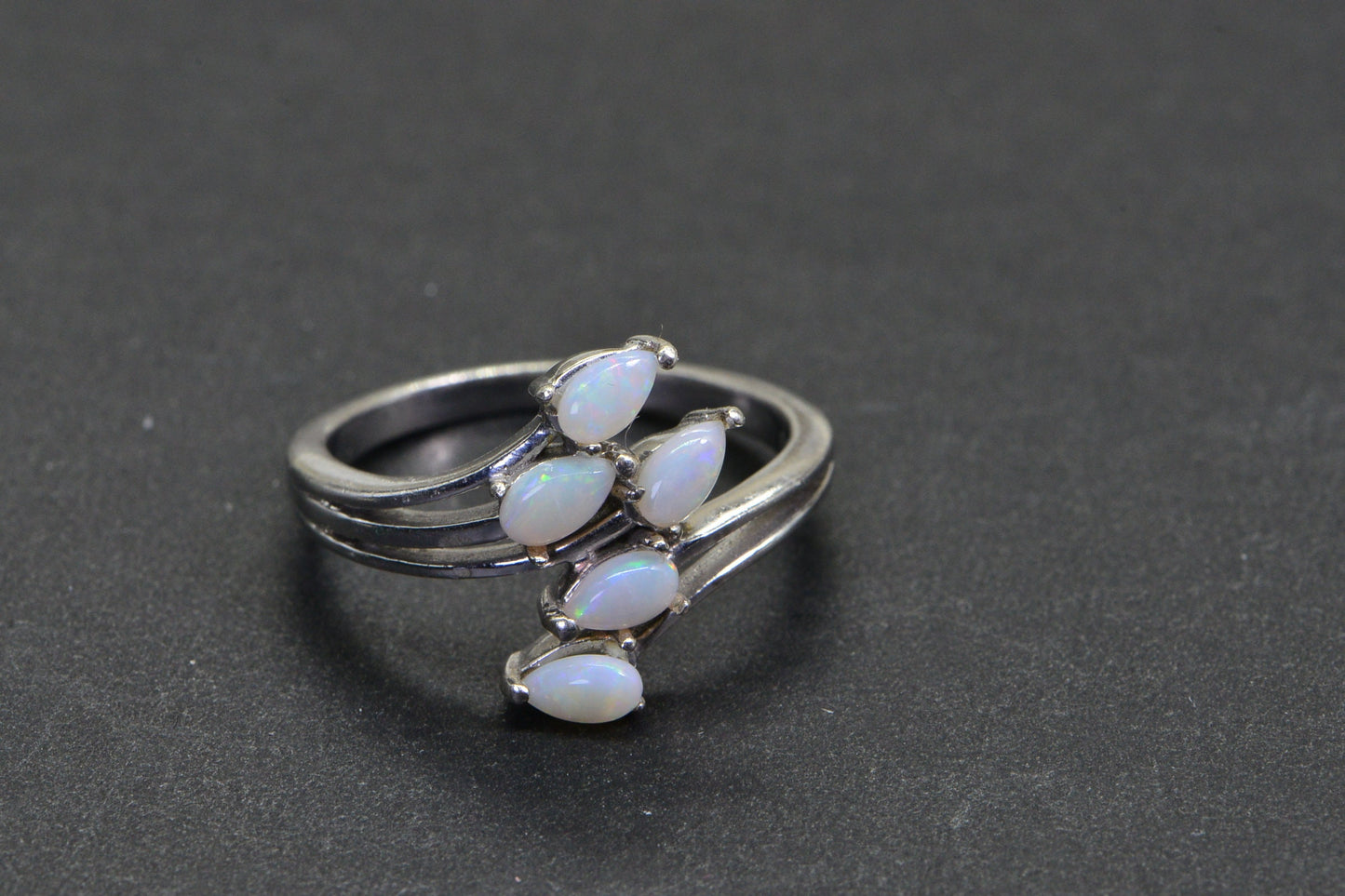 Australian Solid White Opal Cluster Ring